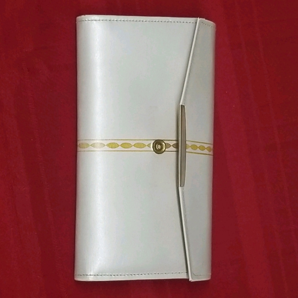 Midcentury Leather Snap Clutch Vtg Change Coin Makeup Purse Wallet Original Box